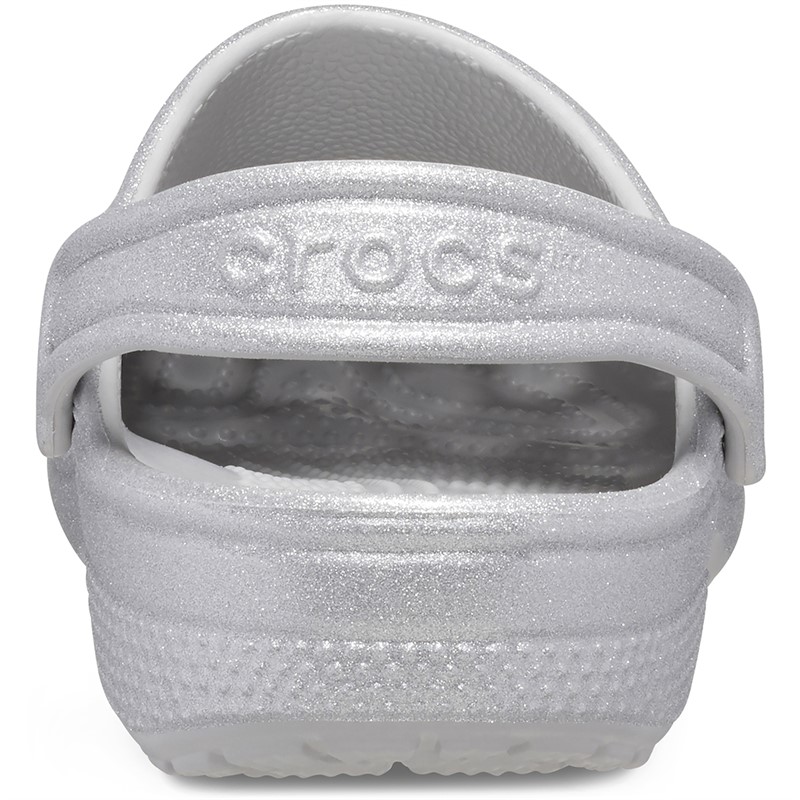 Crocs Junior Classic Glitter Clogs Silver Glitter