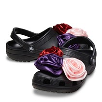 Crocs Womens Classic Rosette Clogs Black