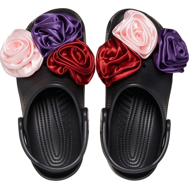 Crocs Womens Classic Rosette Clogs Black