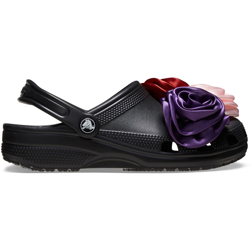 Crocs Womens Classic Rosette Clogs Black
