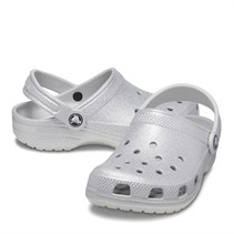 Crocs Infant Classic Glitter Clogs Silver Glitter