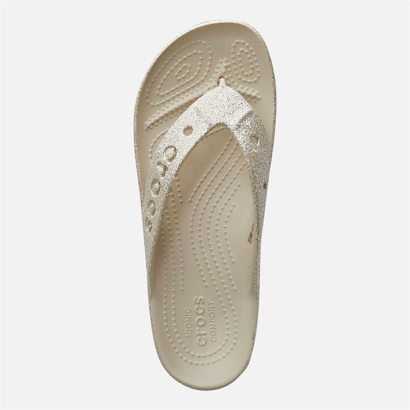Crocs Damen Baya Plateau Glitzer Flip Flops Stucco