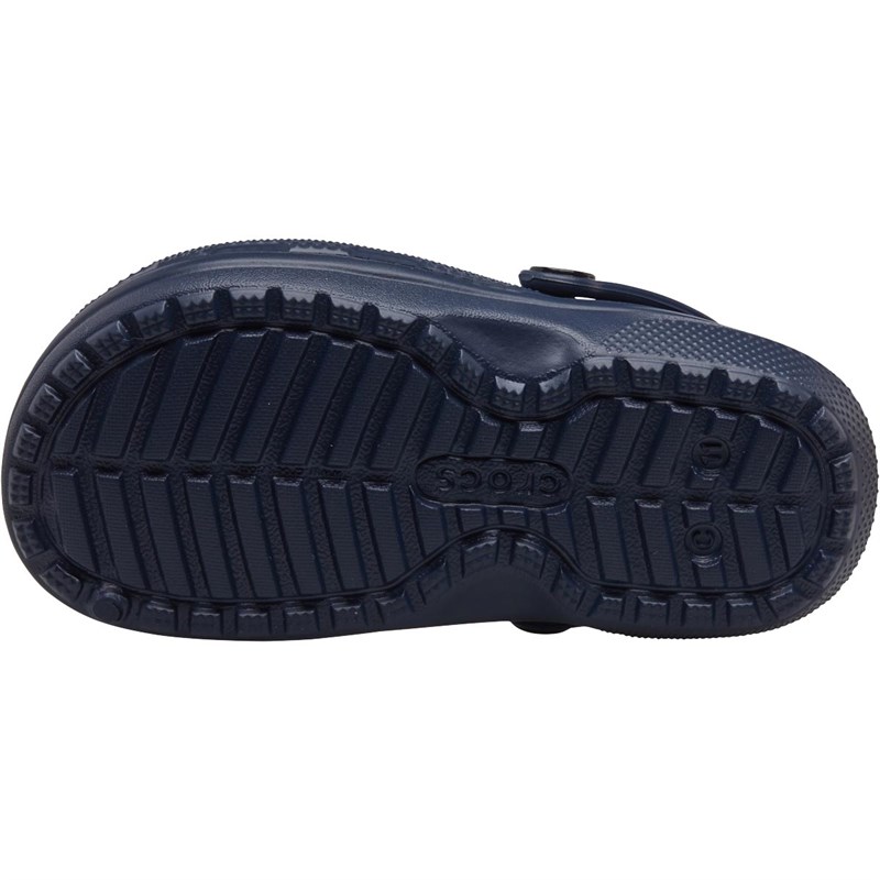 navy blue fuzzy crocs