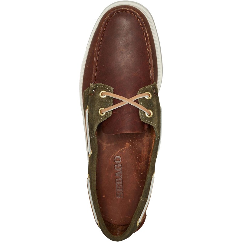 Sebago Mens Trickey Deck Shoes Cuio/Green Military