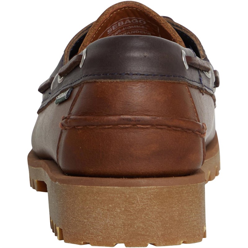 Sebago Mens Mapple Lug Deck Shoes Cognac/Blue Navy