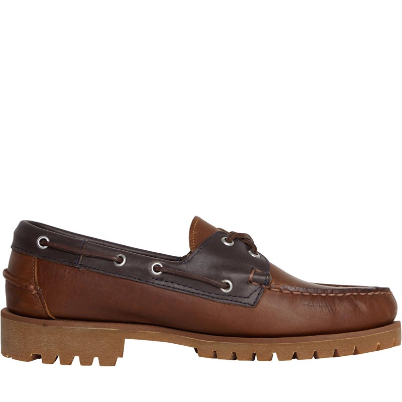 Sebago Mens Mapple Lug Deck Shoes Cognac/Blue Navy