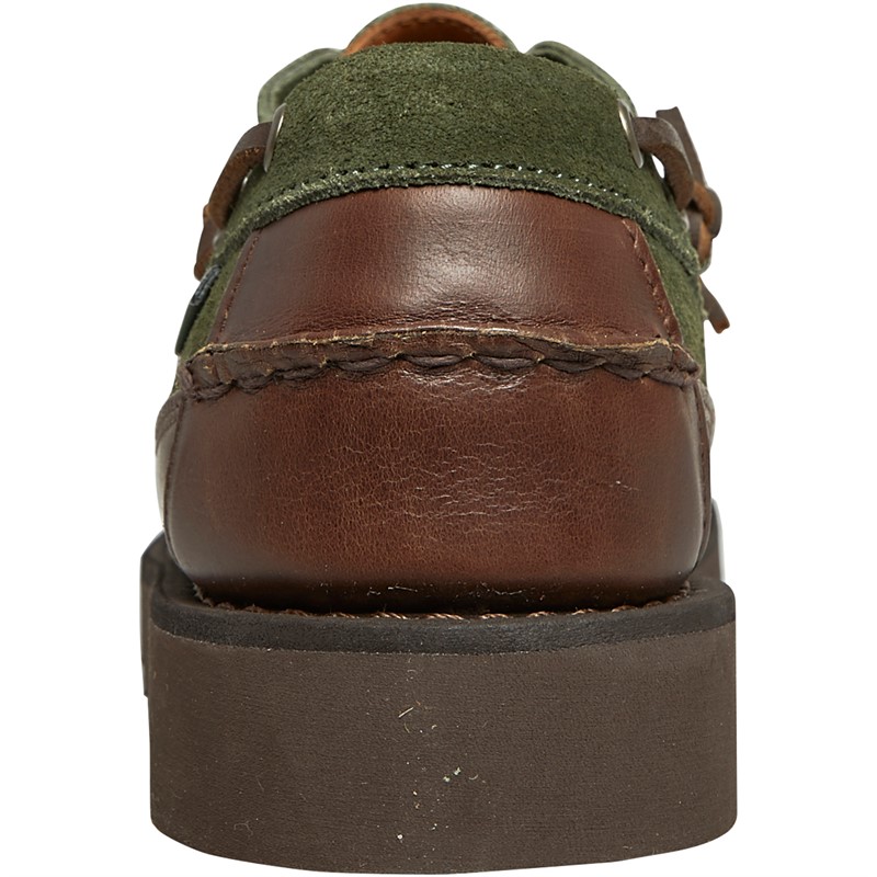 Sebago Mens Keuka Lea Canoe Moc Deck Shoes Dark Brown/Dark Military