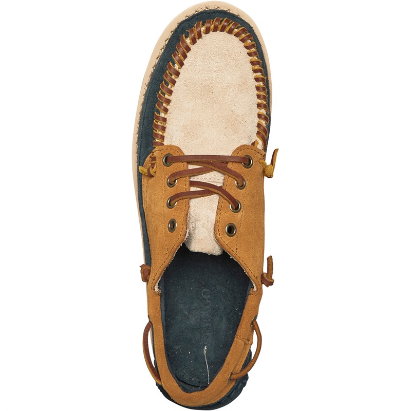 Sebago Mens Cayuga Deck Shoes Tan/Papyrus/Navy