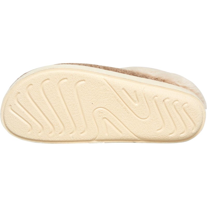 Scholl Womens Tiger Fur Mule Slippers Chestnut