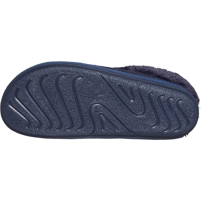 Scholl Womens Tiger Fur Mule Slippers Navy