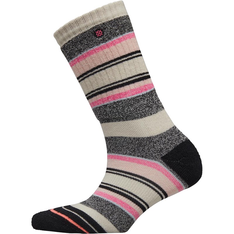 Image of STANCE Womens Payette Cushioned Outdoor Crew Socks Ecru/Pink/Black