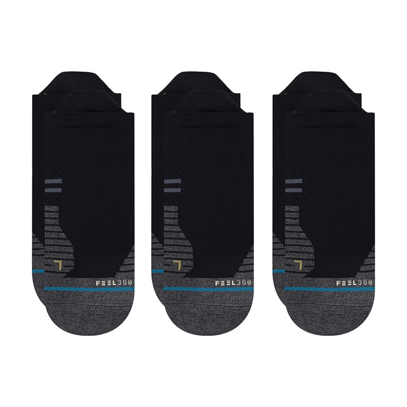 STANCE Lightweight Three Pack Running No Show Socks Black