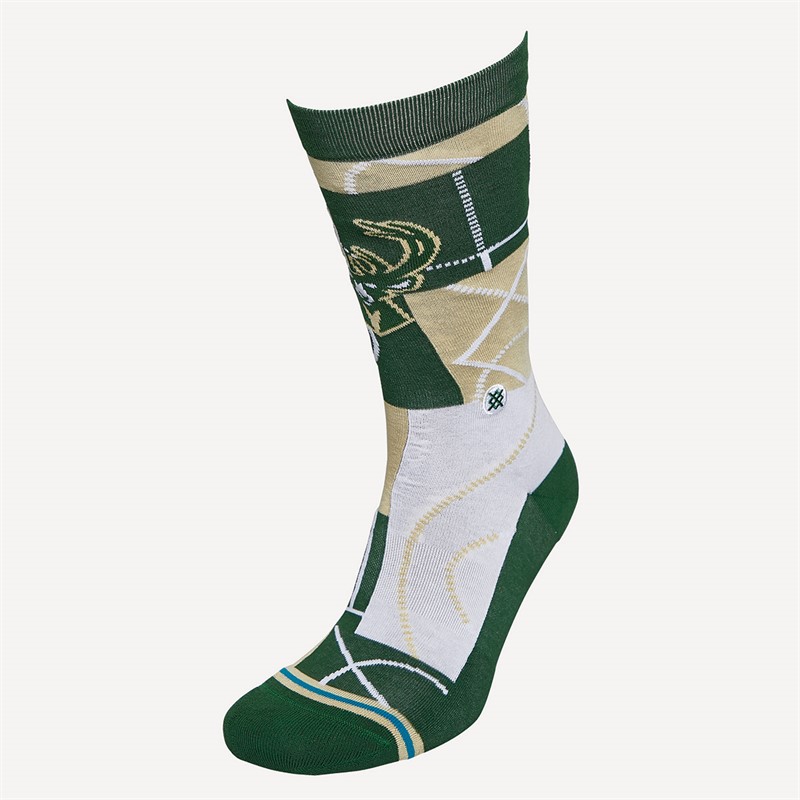 STANCE NBA Milwaukee Bucks Zone Graphic Crew Socks Green