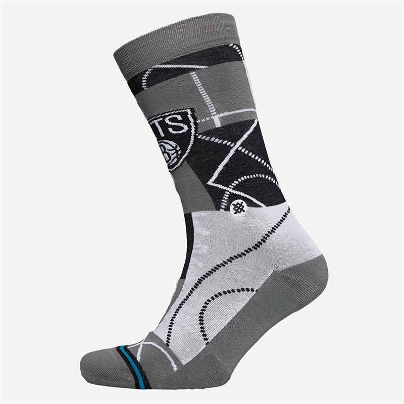 STANCE NBA New York Nets Zone Graphic Crew Socks Grey