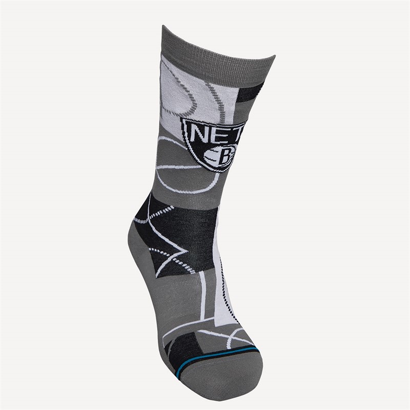 STANCE NBA New York Nets Zone Graphic Crew Socks Grey