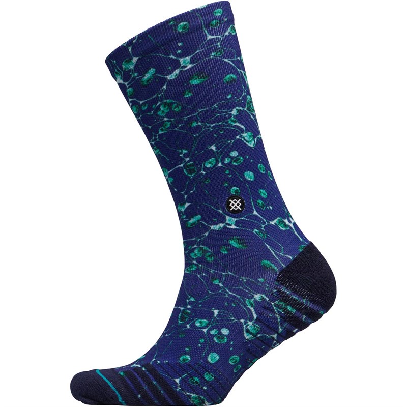 Buy STANCE Mens Intricate Cushioned Training Crew Socks Navy/Aqua/Green
