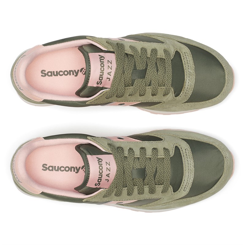 Saucony Womens Jazz Original Trainers Olive/Peach