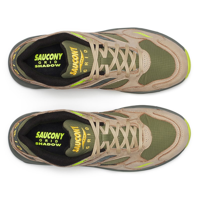 Saucony Mens Grid Shadow 2 Trainers Avocado/Beige