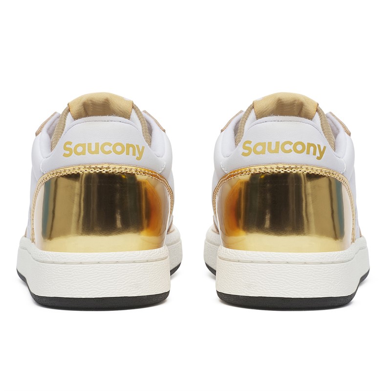 Saucony Womens Jazz Court Trainers White/Gold