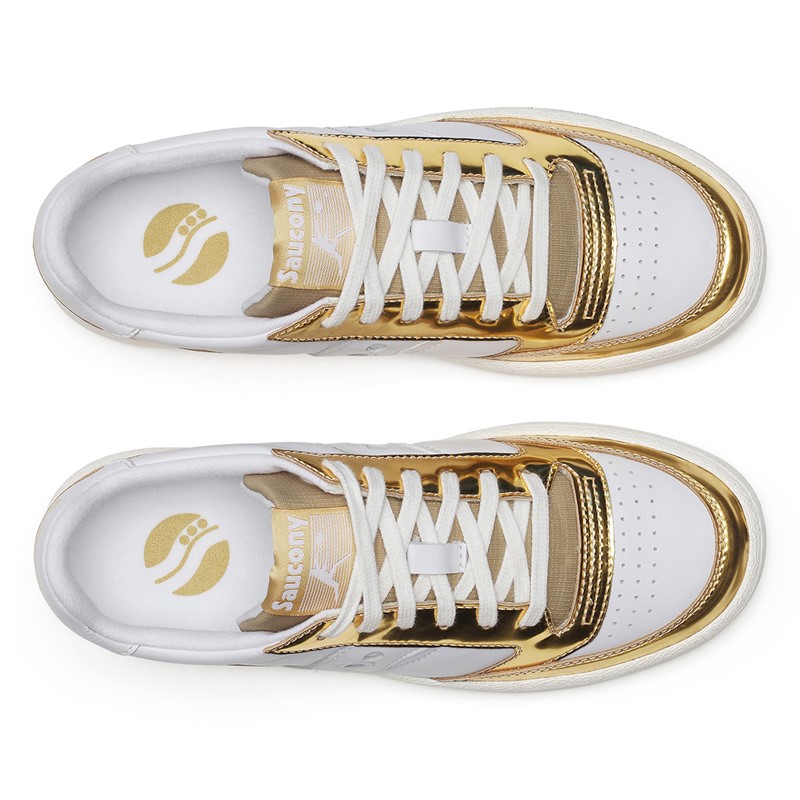 Saucony Womens Jazz Court Trainers White/Gold