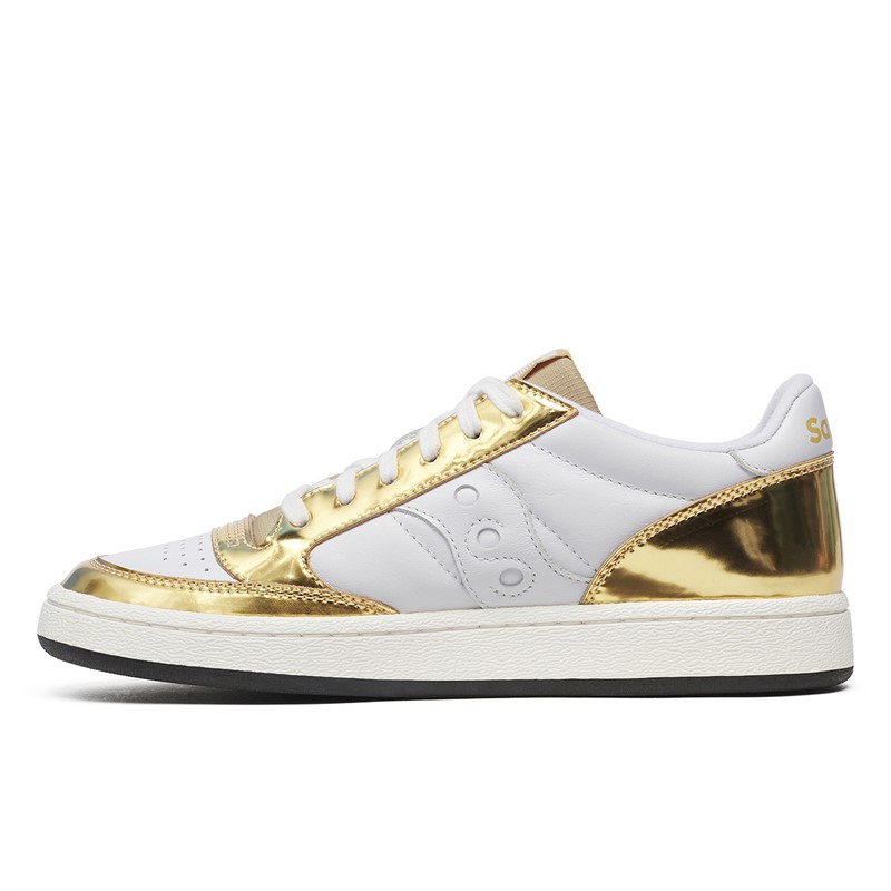 Saucony Womens Jazz Court Trainers White/Gold