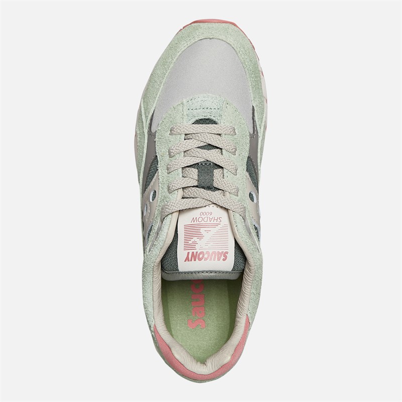 Saucony Womens Shadow 6000 Trainers Green/Ivory