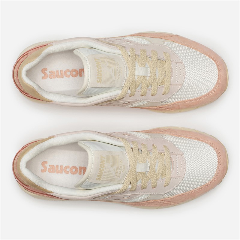 Saucony Womens Shadow 6000 Crafted Trainers Off White/Peach