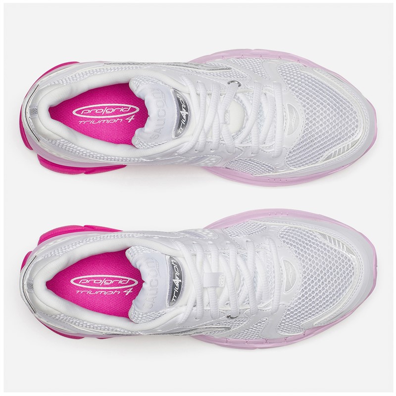 Saucony Womens Progrid Triumph 4 Trainers White/Pink