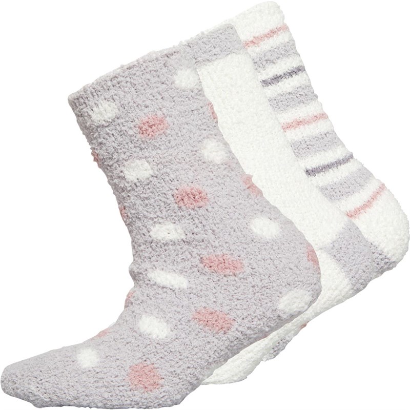 Buy Soho Womens Collection Three Pack Cosy Socks Spots Grey Cream