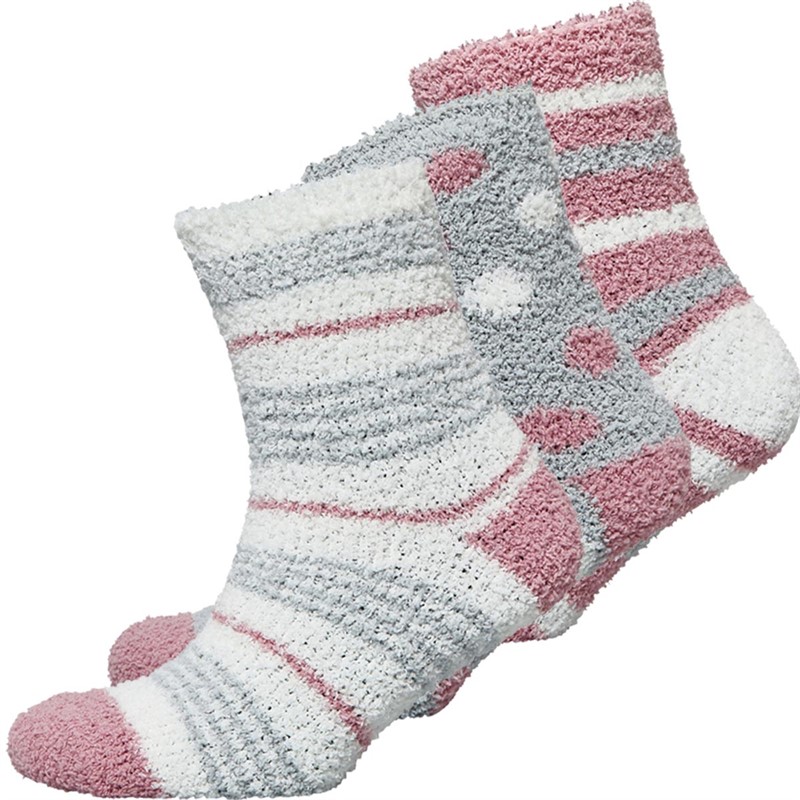 Buy Soho Womens Collection Three Pack Cosy Socks Cream Stripes