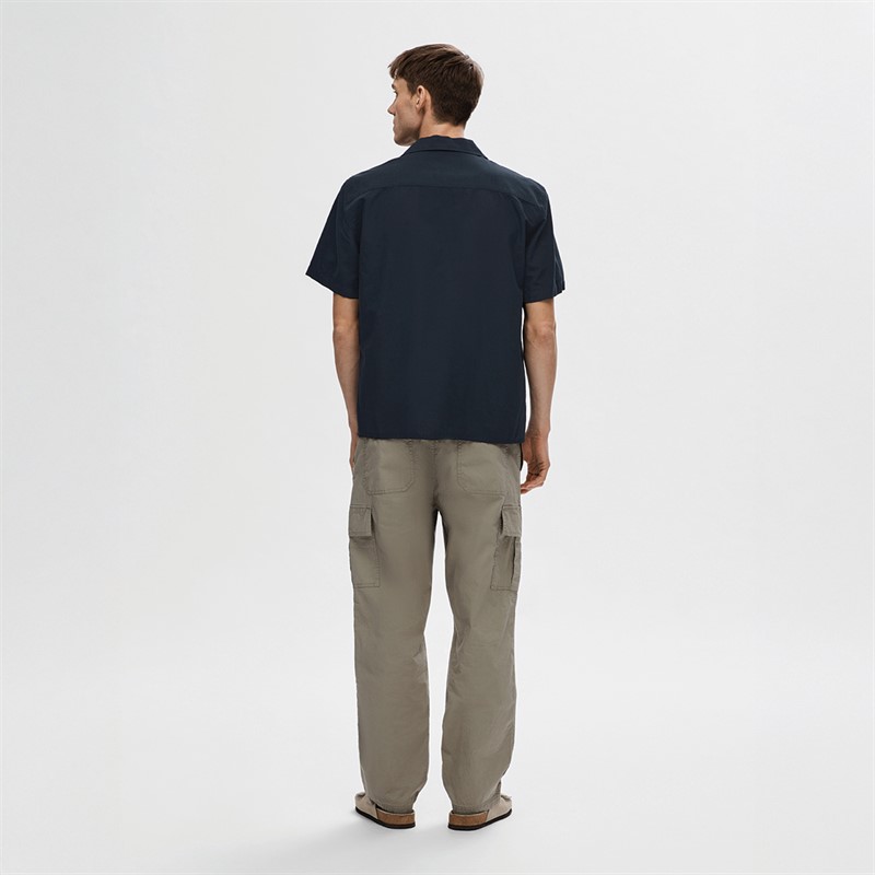 Selected Homme Mens Relaxsun Short Sleeve Resort Shirt Sky Captain