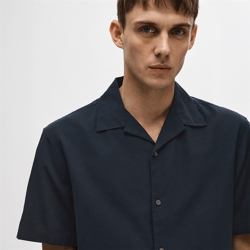 Selected Homme Mens Relaxsun Short Sleeve Resort Shirt Sky Captain