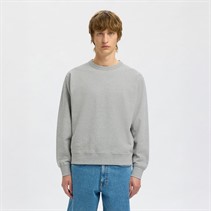Selected Homme Mens Relaxluke Crew Neck Sweatshirt Light Grey Melange