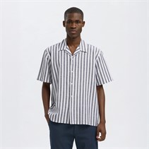 Selected Homme Mens Relaxsun Short Sleeve Resort Shirt Sky Captain/Stripes