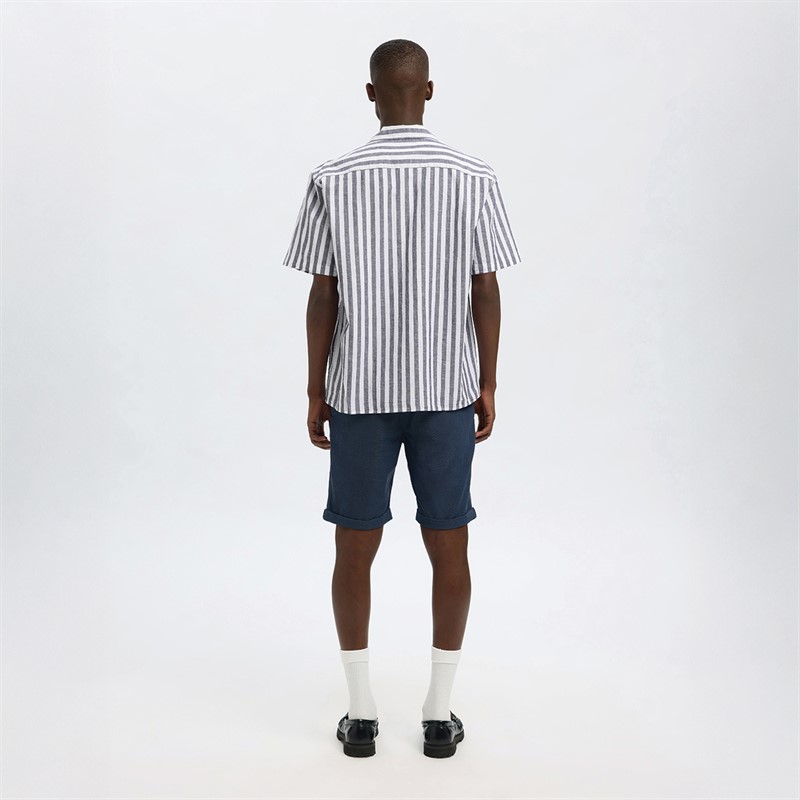 Selected Homme Mens Relaxsun Short Sleeve Resort Shirt Sky Captain/Stripes