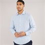 Selected Homme Mens Regkylian-Linen Classic Long Sleeve Shirt Blue Fog/White