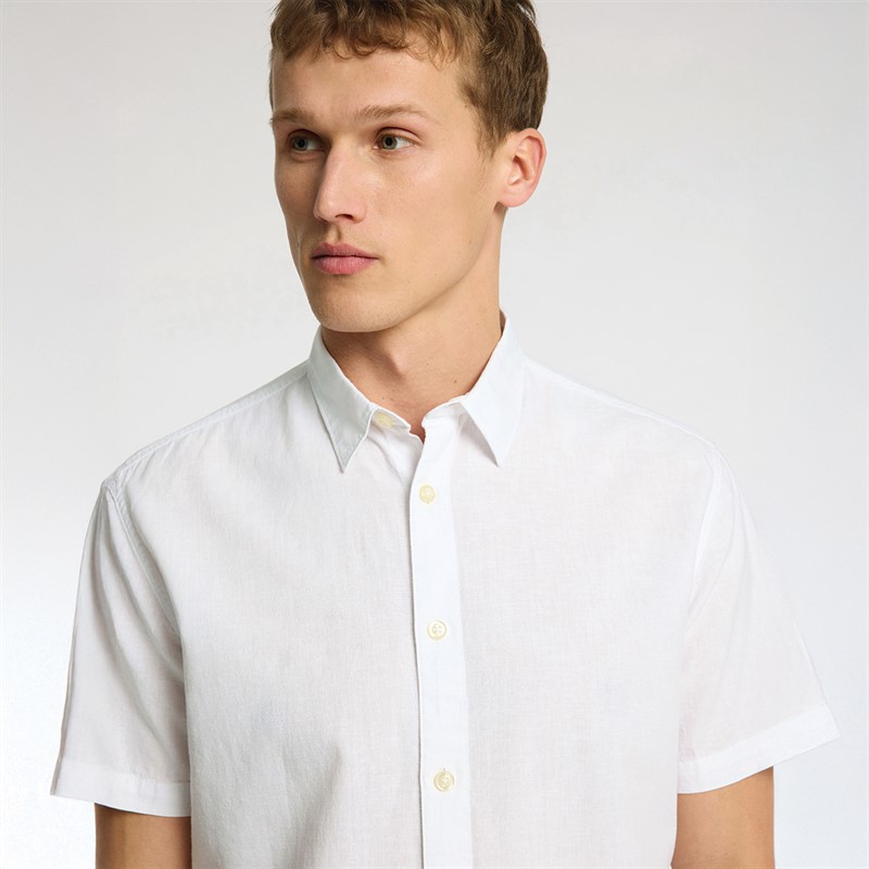 Selected Homme Mens Reg-sun Short Sleeve Shirt White