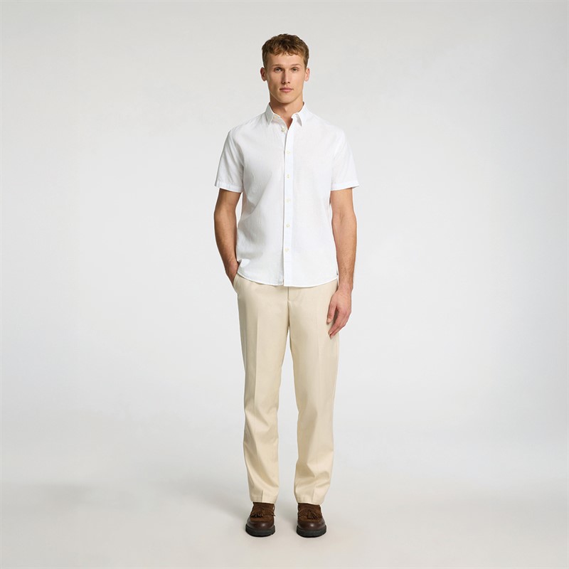 Selected Homme Mens Reg-sun Short Sleeve Shirt White