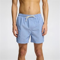 Selected Homme Mens Cooper Seersucker Swim Shorts Nautical Blue/Egret
