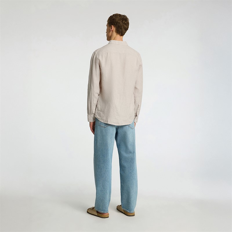 Selected Homme Mens Regkylian-Linen Classic Long Sleeve Shirt Pure Cashmere