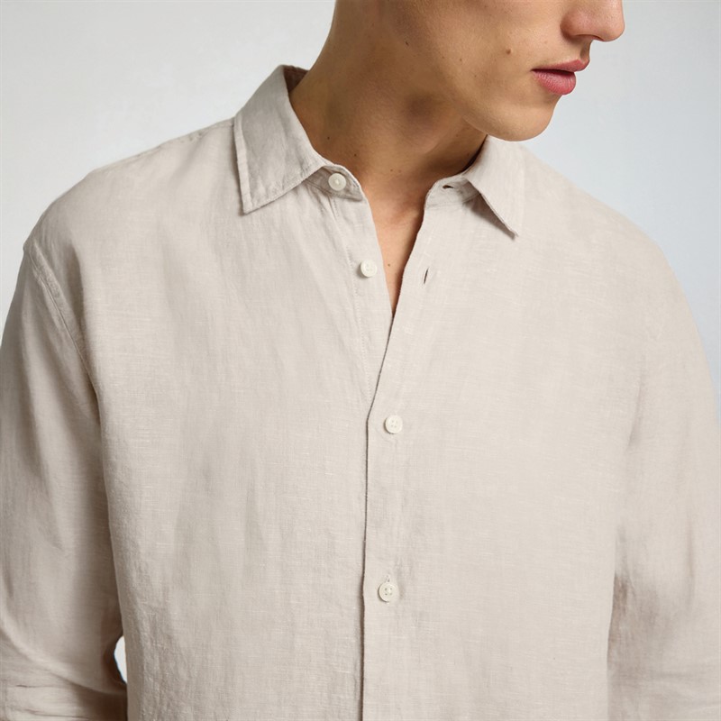 Selected Homme Mens Regkylian-Linen Classic Long Sleeve Shirt Pure Cashmere