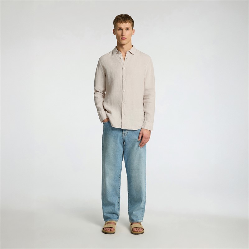 Selected Homme Mens Regkylian-Linen Classic Long Sleeve Shirt Pure Cashmere