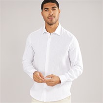 Selected Homme Mens Regkylian-Linen Classic Long Sleeve Shirt White