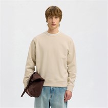 Selected Homme Mens Relaxluke Crew Neck Sweatshirt Oatmeal
