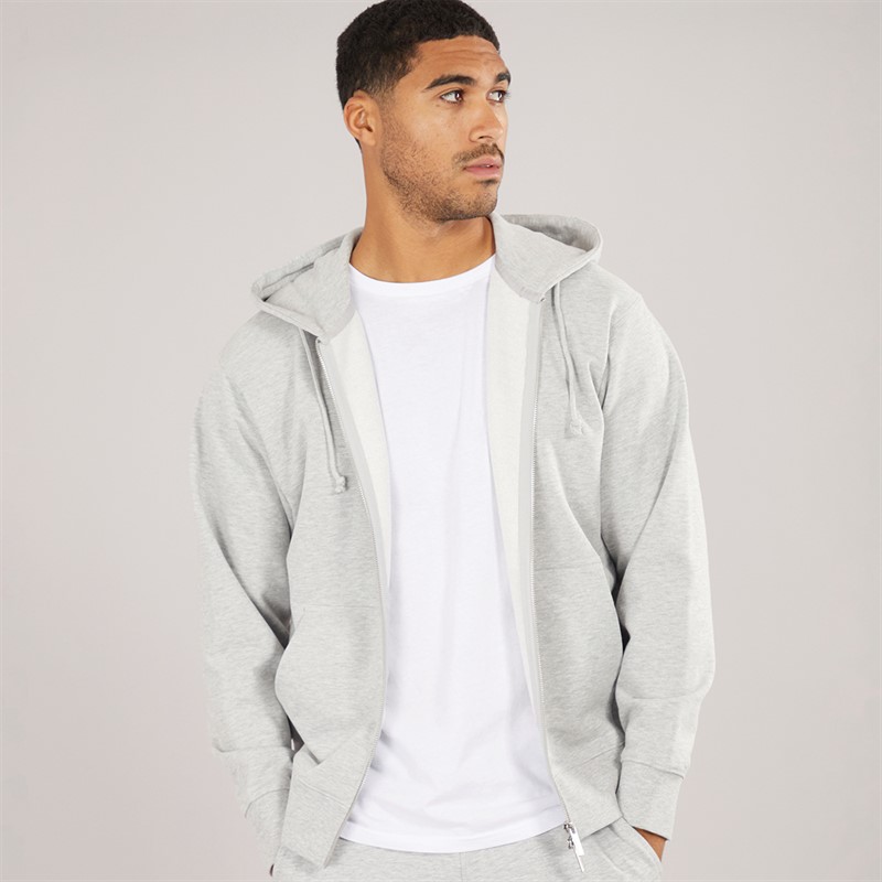 Selected Homme Mens Relaxluke Full Zip Hoodie Light Grey Melange - Size M