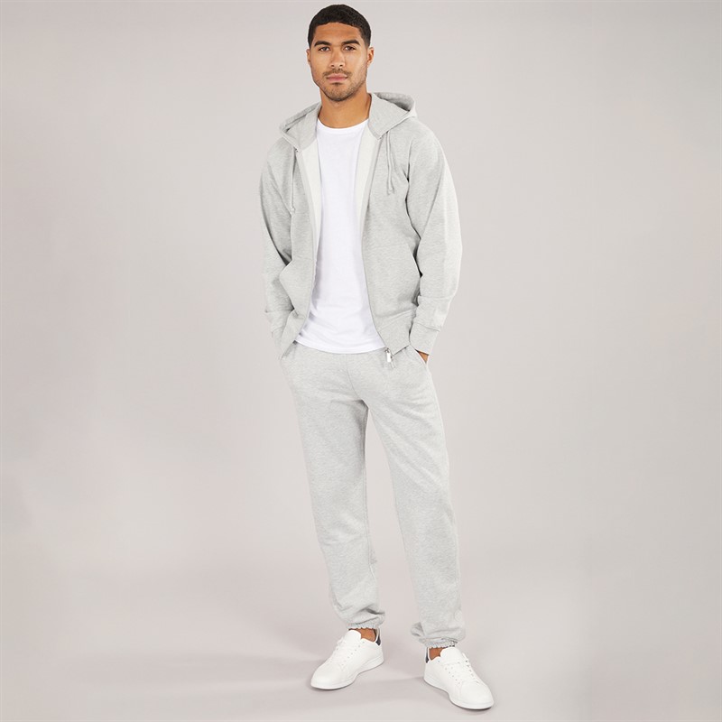 Selected Homme Mens Relaxluke Full Zip Hoodie Light Grey Melange