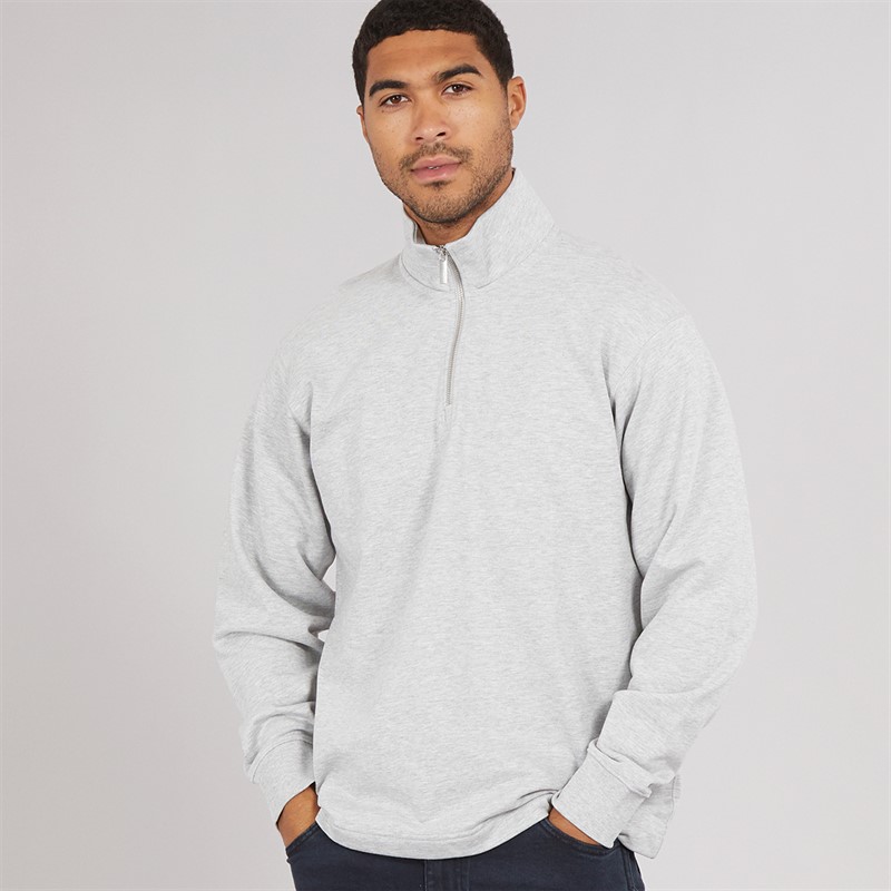 Selected Homme Mens Relaxluke Half Zip Sweatshirt Light Grey Melange