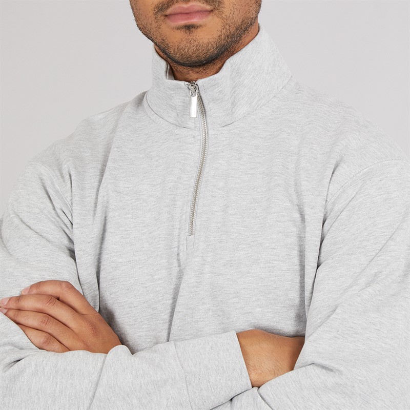 Selected Homme Mens Relaxluke Half Zip Sweatshirt Light Grey Melange