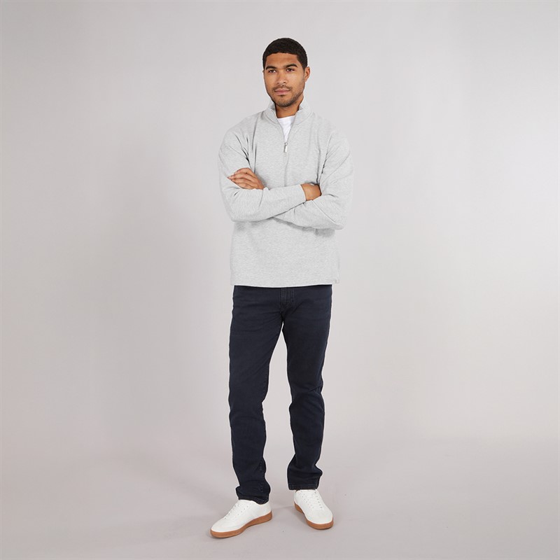 Selected Homme Mens Relaxluke Half Zip Sweatshirt Light Grey Melange