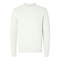 Selected Homme Mens Dane Long Sleeve Structured Crew Neck Jumper Bright White